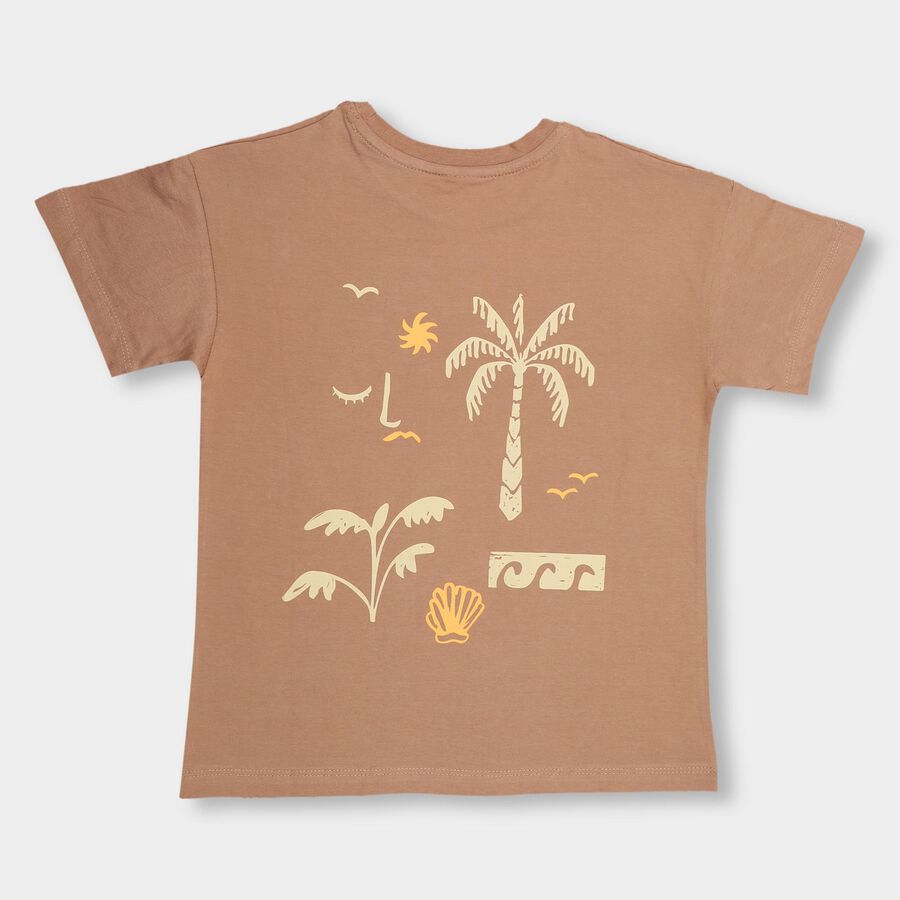 Girls' 100% Cotton T-Shirt, Brown, large image number null