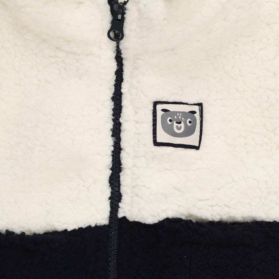 Infants Navy and White High Neck Casual Sweatshirt, नेवी ब्लू, large image number null