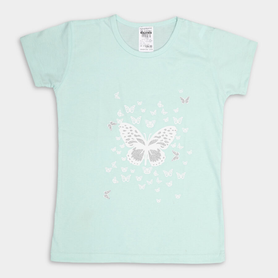 Girls' T-Shirt, हल्का हरा, large image number null