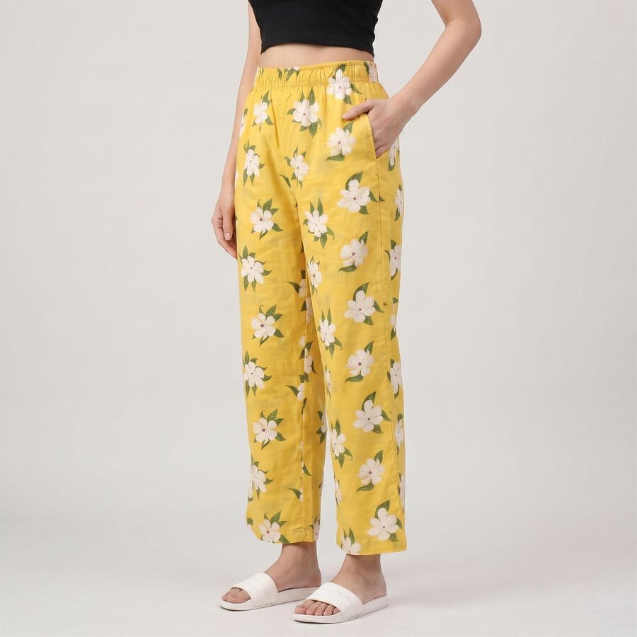 Women's Yellow Floral Palazzos, पीला, large