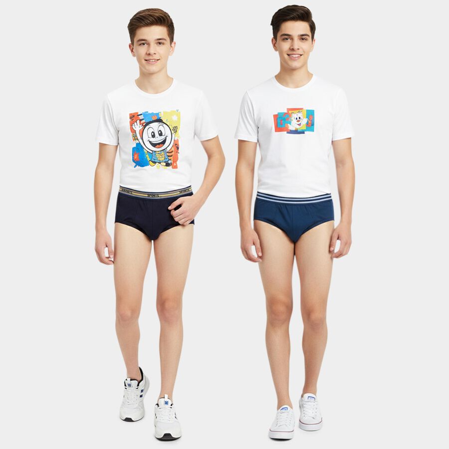 Boys' Navy Blue Regular Fit Cotton Briefs, नेवी ब्लू, large