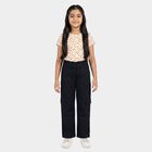 Girls' Navy Blue Straight Fit Cargo Jeans, नेवी ब्लू, small