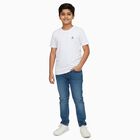 Boys Bright Snow White Crew Neck Casual T-Shirt, White, small