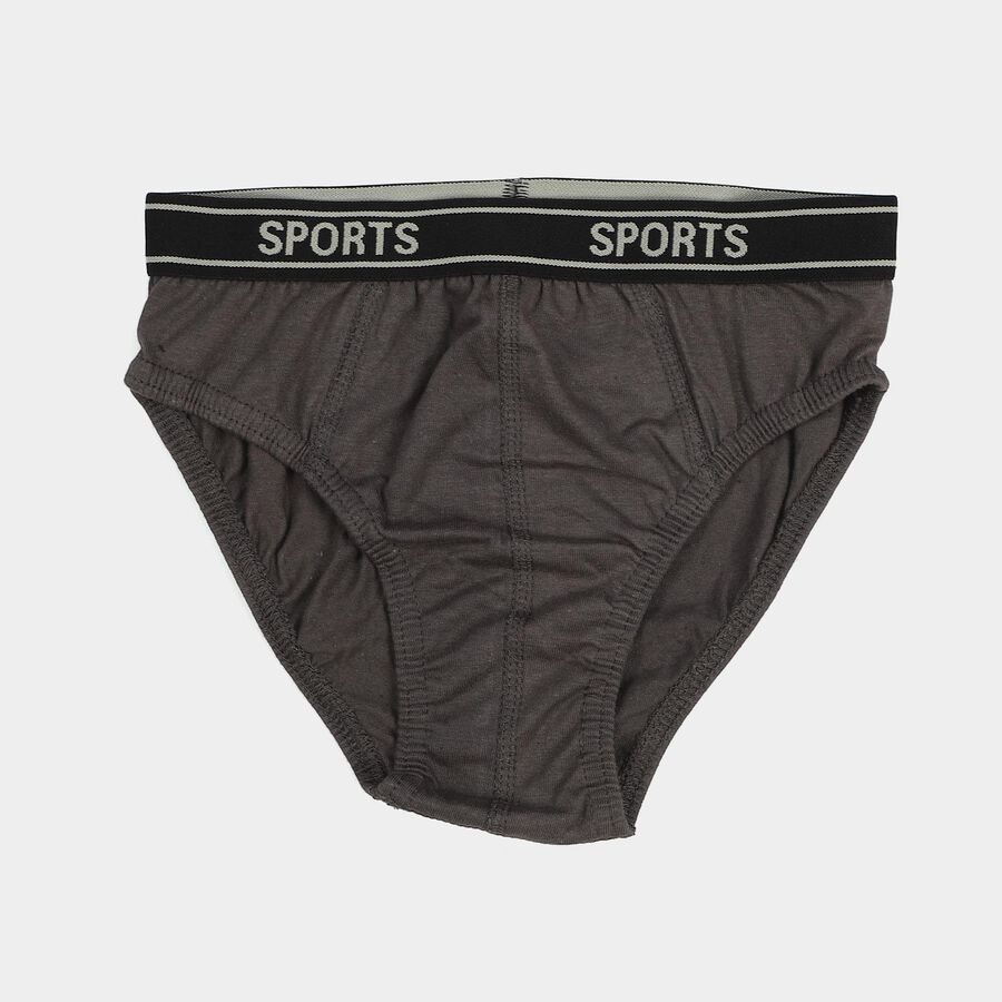 Boys Grey Regular Fit Solid Briefs, गहरा ग्रे, large