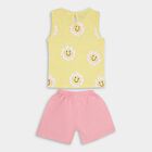 Infant Girls' 100% Cotton Short Set, पीला, small