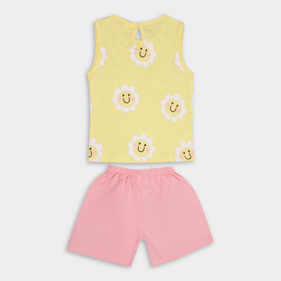 Infant Girls' 100% Cotton Short Set, पीला, large