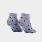 Women's Light Blue Regular Fit Floral Print Pack of 1 Socks, मध्यम नीला, small