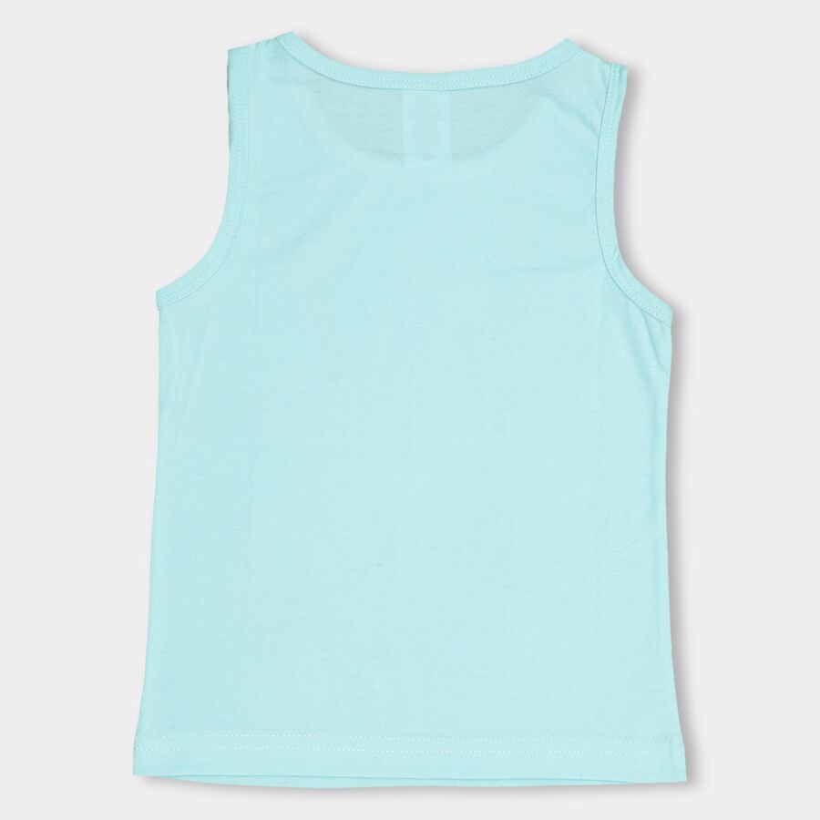 Boys' Light Aqua Blue Round Neck Casual Sleeveless T-Shirt, Aqua, large image number null