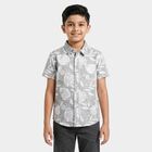 Boys Olive Cotton Half Sleeve Classic Casual Shirt, Olive, small