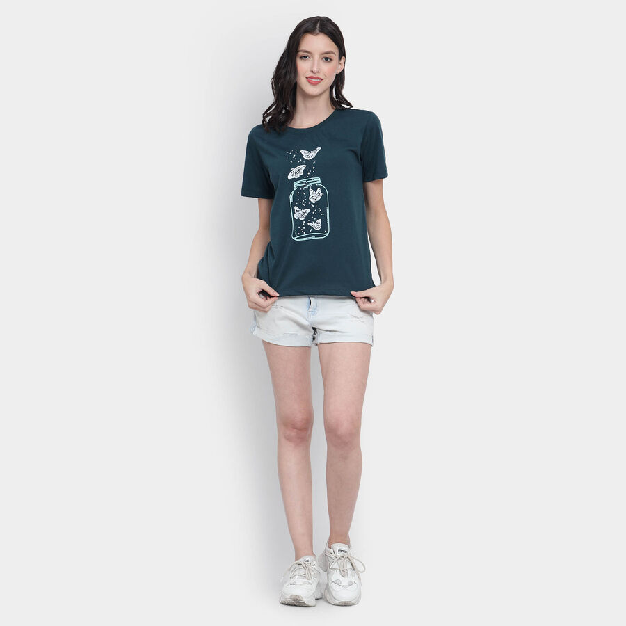 Round Neck T-Shirt, Dark Green, large image number null