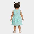 Infants' Teal Regular Fit Floral Printed Layered Frock, Aqua, small