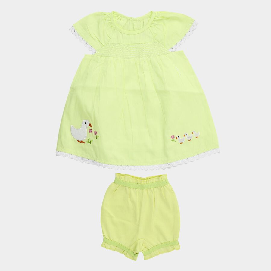 Infants' Green A-Line Smocked and Embroidered Frock, Light Green, large
