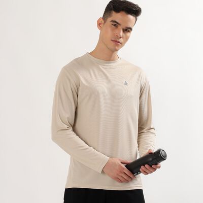 Men's Light Beige Crew Neck Casual T-Shirt