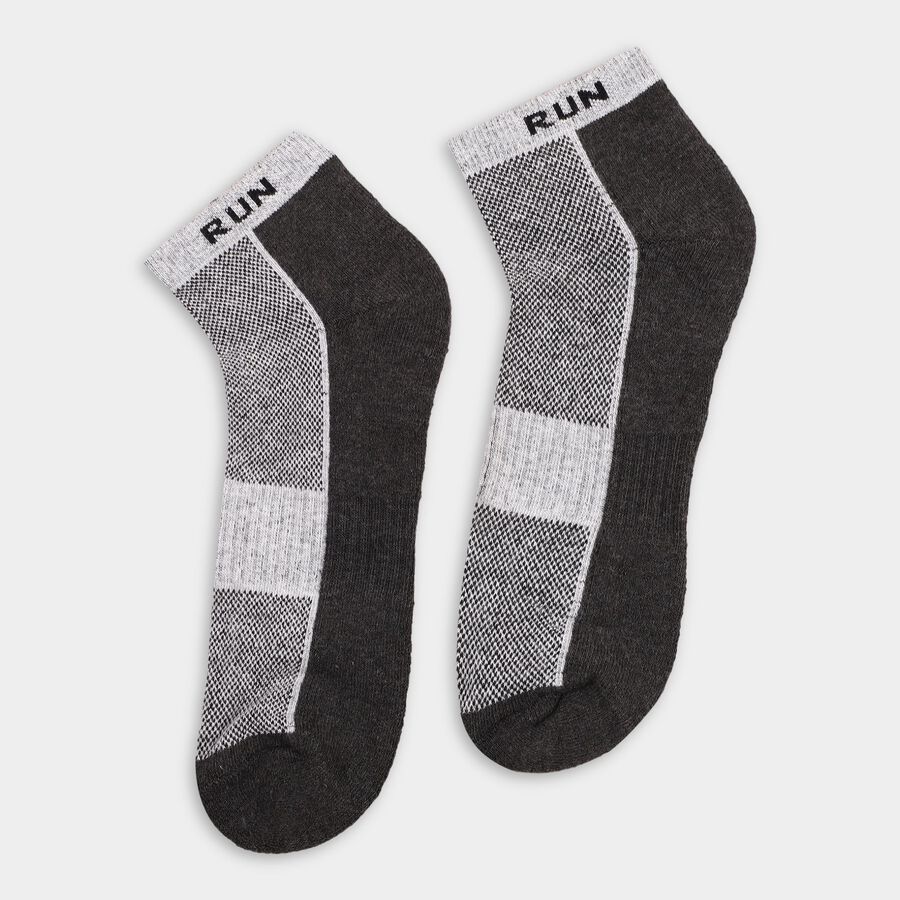 Men's Socks (Pack of 3), गहरा ग्रे, large