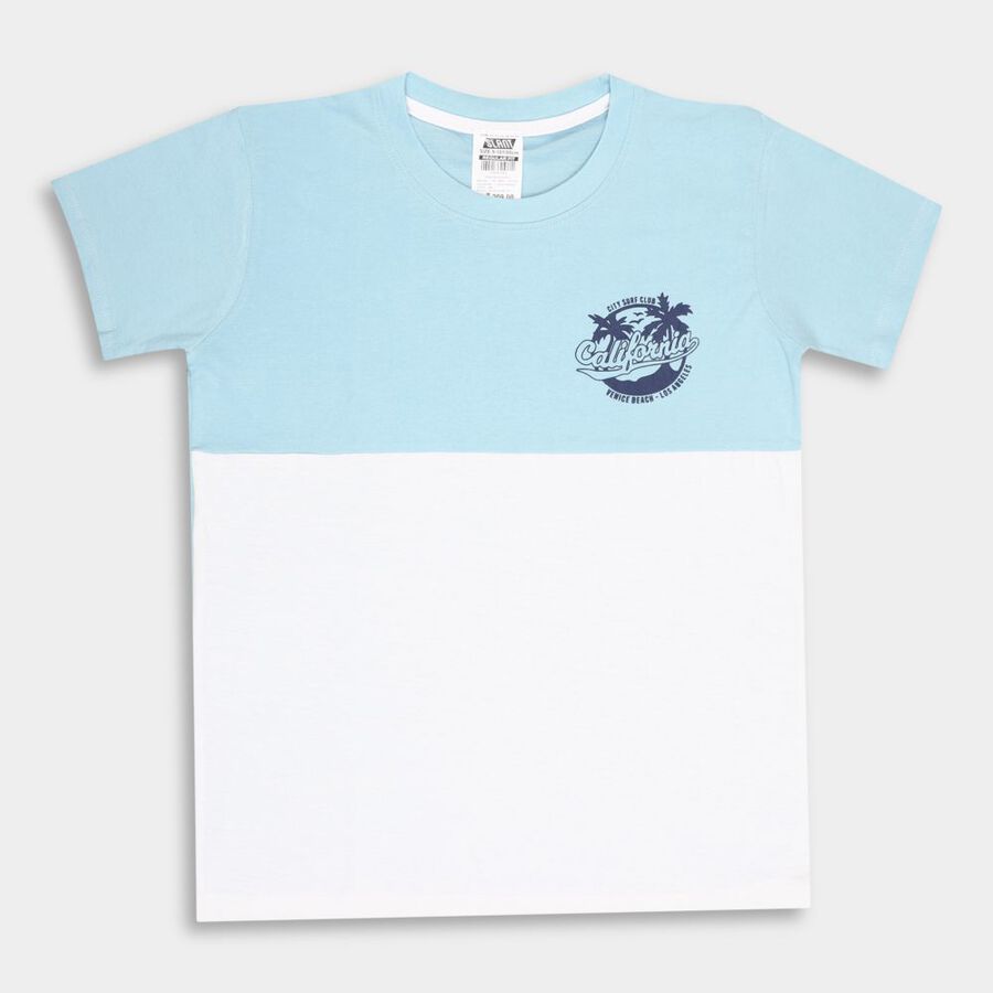Boys' Cotton T-Shirt, Light Blue, large image number null