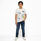 Boys Bright Eggshell White Crew Neck Casual T-Shirt, White, small image number null