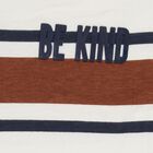 Boys' White Cotton Collar Neck Striped T-Shirt, Off White, small image number null
