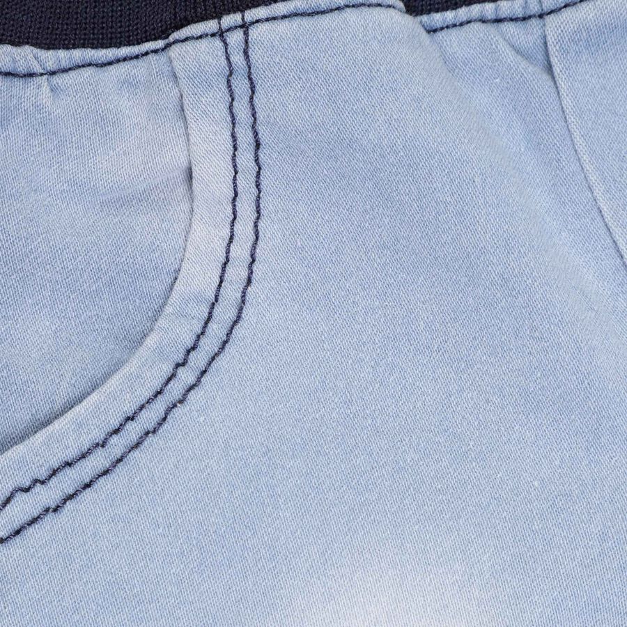 Infants Heavy Wash with Embroidery Rib Waist Jeans, Light Blue, large image number null