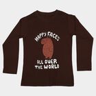 Boys Brown Cotton Blend Round Neck Regular T-Shirt, भूरा, small
