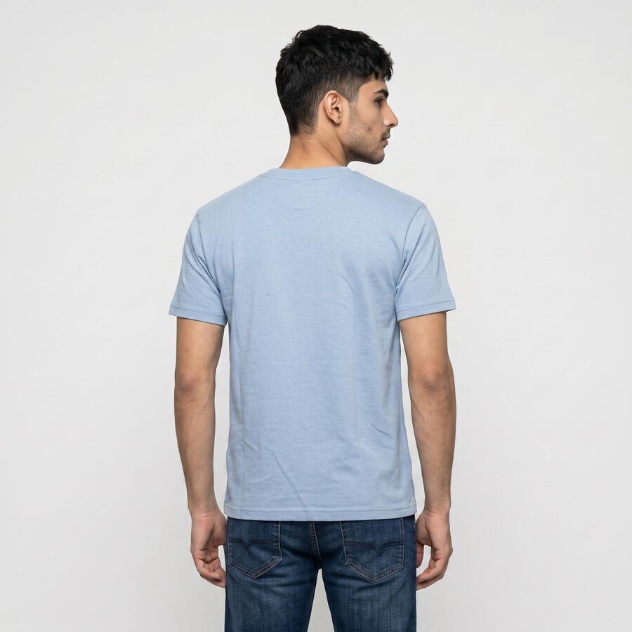Men's Light Blue Round Neck Regular T-Shirt, स्काई ब्लू, large