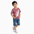 Boys Dusty Rose Pink Round Neck Casual T-Shirt, Pink, small image number null