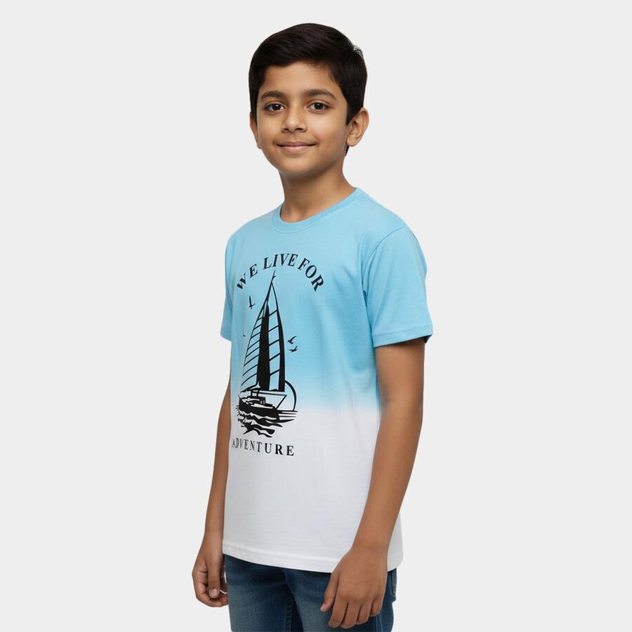 Boys' Half Sleeves T-Shirt, White, large