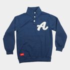 Boys Blue High Neck Pullover Sweatshirt, Mid Blue, small