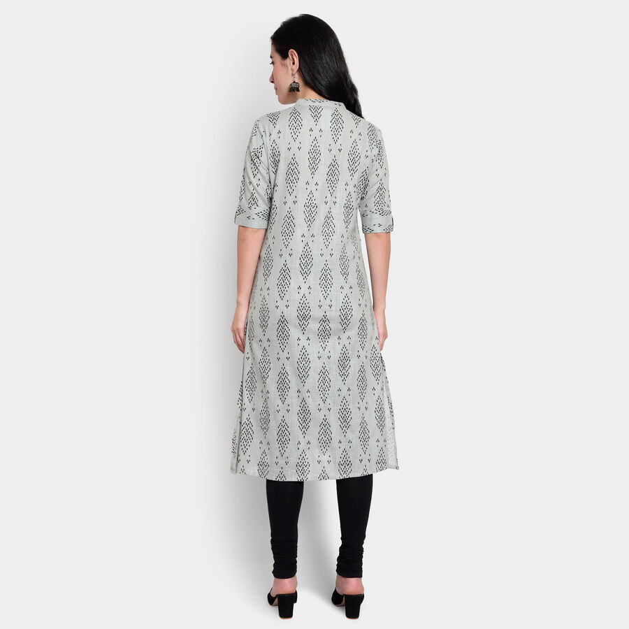 कॉटन प्रिंटेड कुर्ता, हल्का ग्रे, large image number null