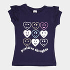 Girls Cotton Short Sleeve T-Shirt, Navy Blue, small image number null