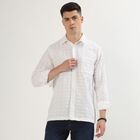 Men's Snow White Cotton Spread Collar Casual Shirt, सफ़ेद, small image number null