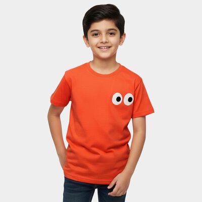 Boys' Coral Round Neck Graphic Printed T-Shirt