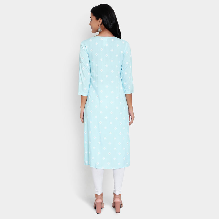 3/4th Sleeves Straight Kurta, Light Blue, large image number null