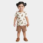Infants' Beige Cotton Round Neck Solid Baba Suit, Beige, small