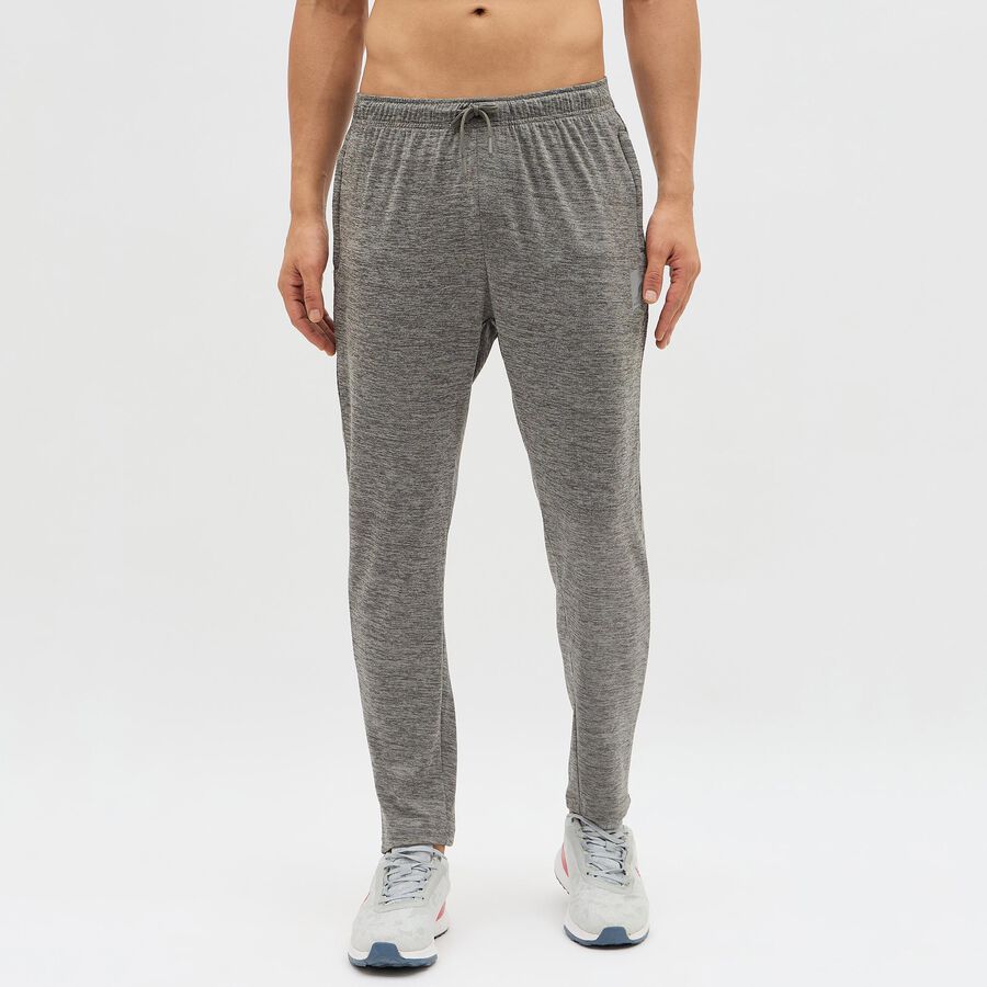 Men's Muted Ash Grey Slim Fit Logo Detail Track Pants, Dark Grey, large image number null