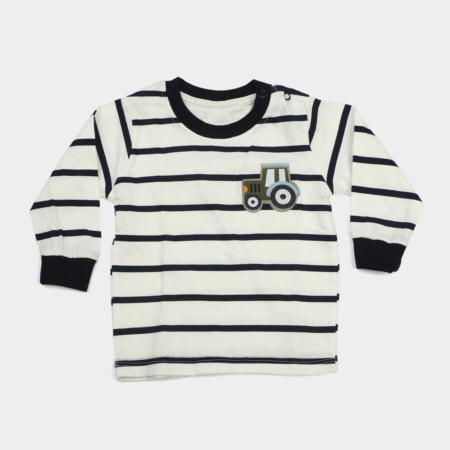 Infants Navy Blue Cotton Crew Neck Regular T-Shirt, Navy Blue, large
