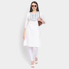 Ladies' 100% Cotton Kurta, ऑफ व्हाइट, small image number null