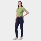 Women's Light Green Polo Neck Preppy T-Shirt, हल्का हरा, small