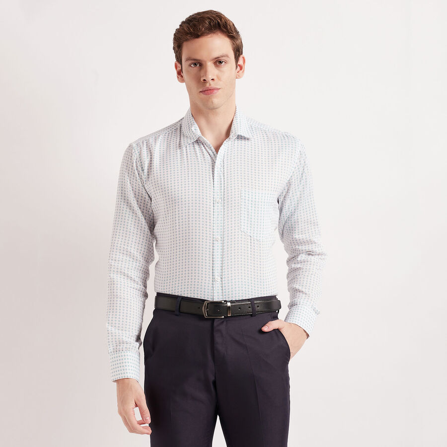 Printed Formal Shirt, White, large image number null