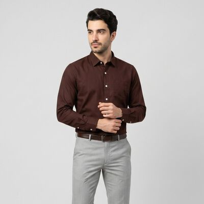 Men's Maroon Regular Fit Formal Shirt