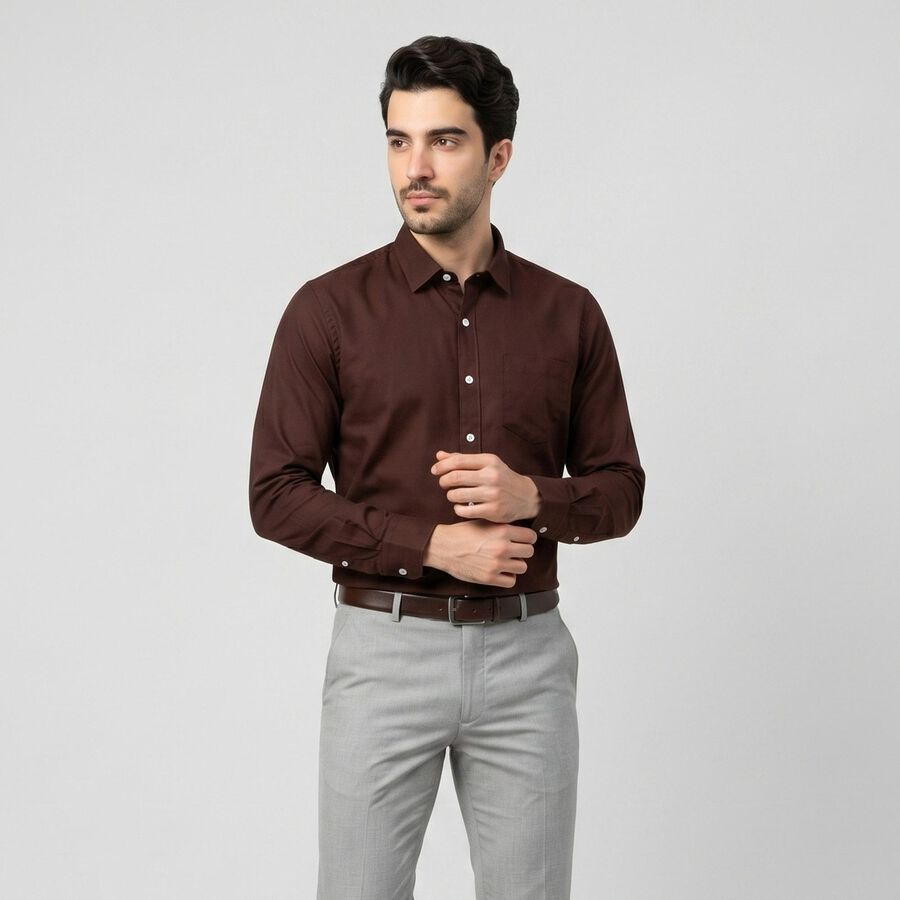 Men's Maroon Regular Fit Formal Shirt, Maroon, large