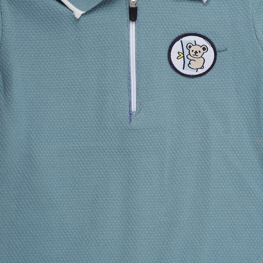 Infants Teal Cotton Polo Collar Preppy T-Shirt, Teal Blue, large