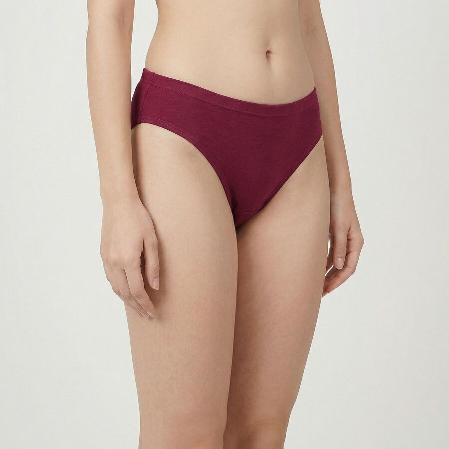Women's Wine High-Cut Cotton Panty, Wine, large