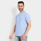 Printed Henley T-Shirt, Light Blue, small image number null