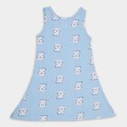 Girls' 100% Cotton Frock, Light Blue, small
