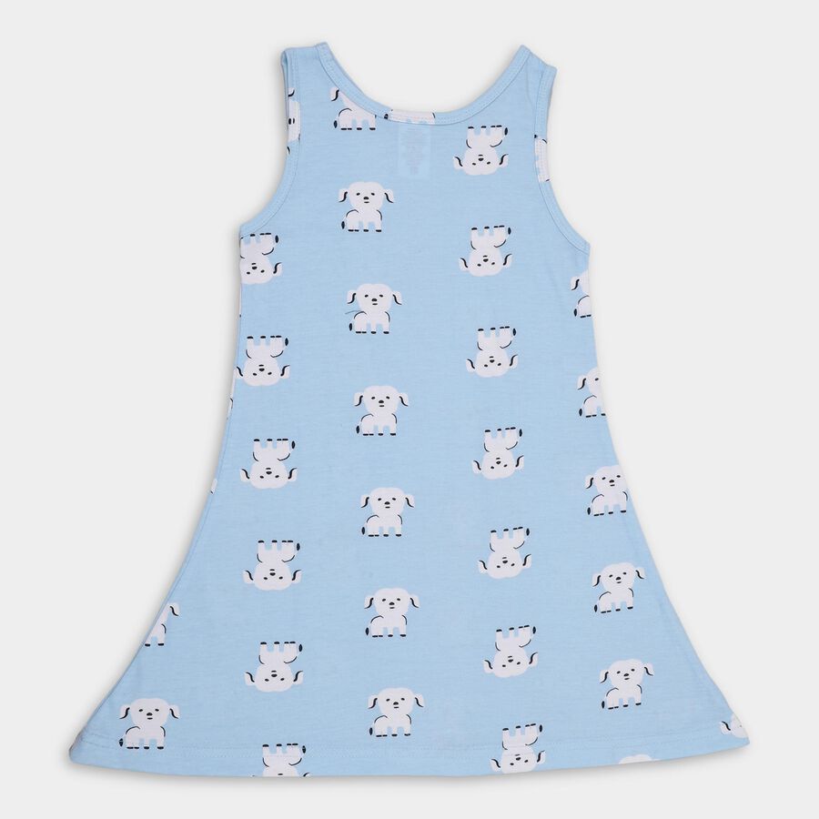 Girls' 100% Cotton Frock, Light Blue, large