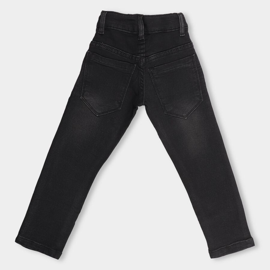 Boys Jet Black Regular Fit Classic Jeans, काला, large image number null