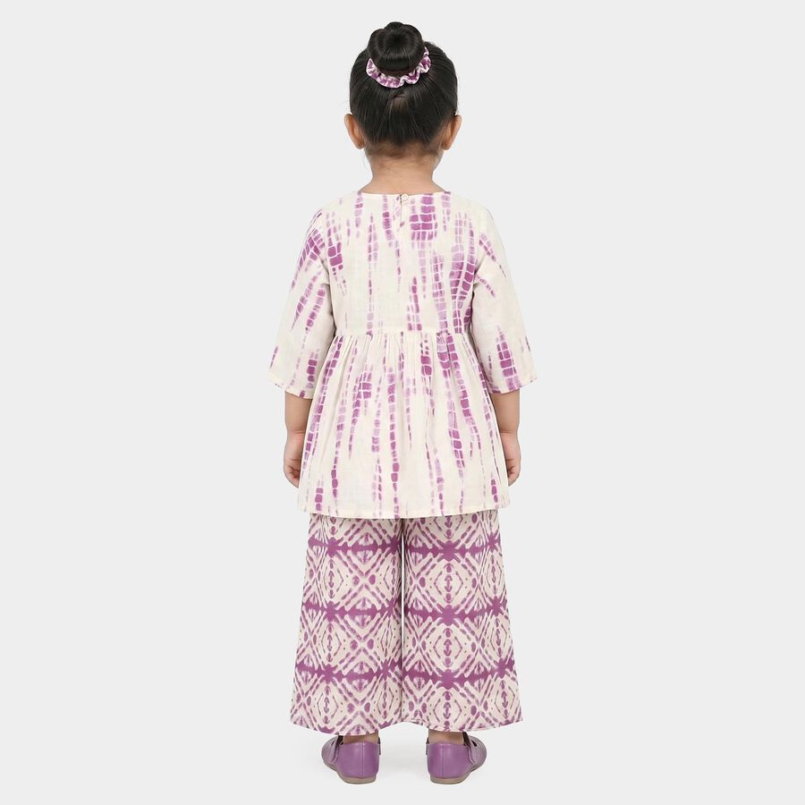 Girls Lilac Round Neck Fusion Set Upper and Bottom Set, लाइलेक, large