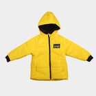 Boys Yellow Hooded Puffer Jacket, पीला, small