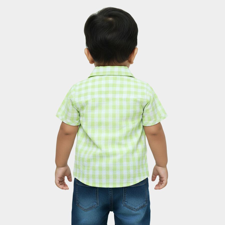 Infants Mint Green Cotton Half Sleeve Classic Collar Casual Shirt, Light Green, large