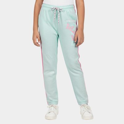 Girls Mint Green Printed Elastic Waist Winter Pyjama